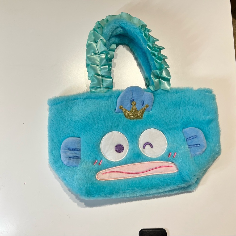 New Rare Sanrio Plush Fluffy Hangyodon Fishman Tote Embroidered